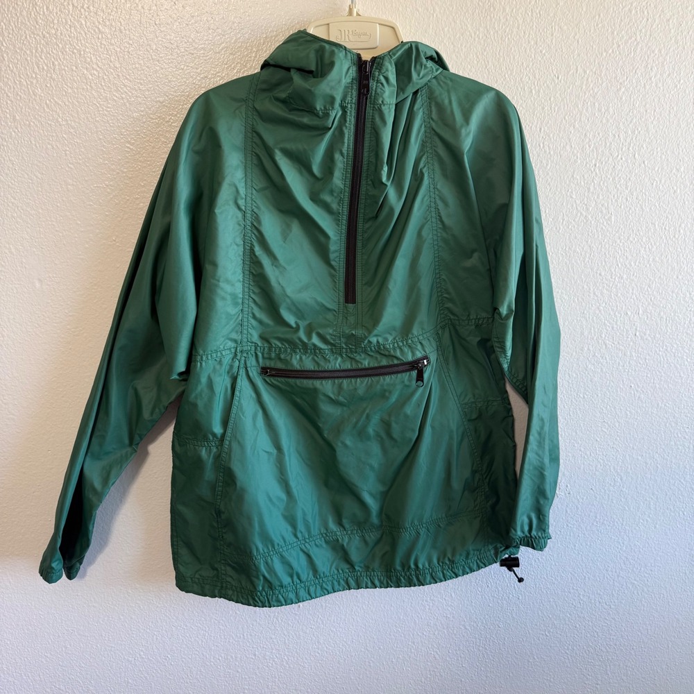 Vintage L.L. Bean Size Large Green Anorak 1/2 Zip Nylon Pullover Windbreaker